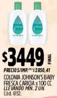 Supermercados Yaguar Johnson's baby colonia fresca caricia oferta