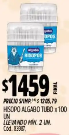 Supermercados Yaguar Algabo hisopo tubo oferta