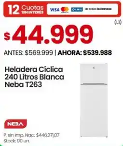 Changomas Neba heladera cíclica blanca T263 oferta