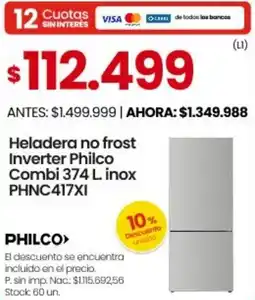 Changomas Philco heladera no frost inverter oferta