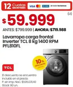 Changomas Tcl lavarropa carga frontal inverter oferta