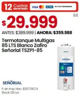 Changomas Señorial termotanque multigas oferta