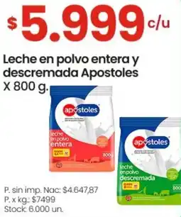 Changomas Apostoles leche en polvo entera y descremada oferta