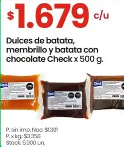 Changomas Check dulces de batata, membrillo y batata con chocolate oferta