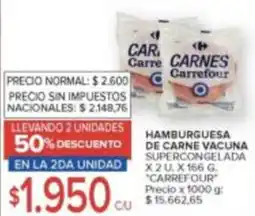 Carrefour Carrefour hamburguesa de carne vacuna supercongelada oferta