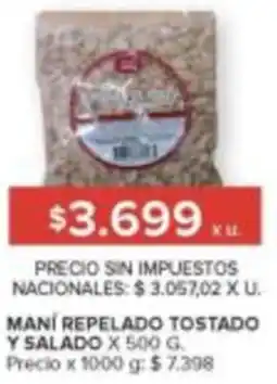 Carrefour Maní repelado tostado y salado oferta