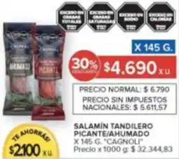 Carrefour Cagnoli salamín tandilero picante/ahumado oferta