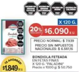 Carrefour Paladini bondiola feteada en fetas finas oferta