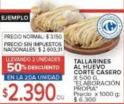 Carrefour Elaboracion propia tallarines al huevo corte casero oferta