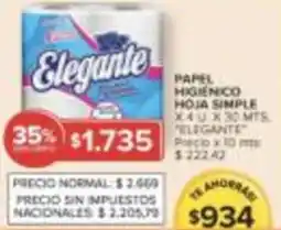 Carrefour Elegante papel higienico hoja simple oferta