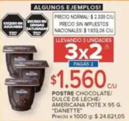 Carrefour Danette postre chocolate/ dulce de leche/ americana pote oferta