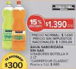 Carrefour Carrefour classic agua saborizada sin gas v/sabores botella oferta