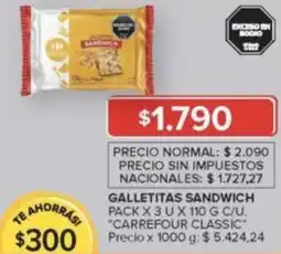 Carrefour Carrefour classic sandwich galletitas pack oferta