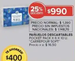 Carrefour Carrefour soft pañuelos descartables pocket pack oferta