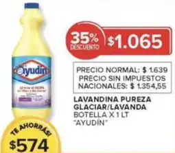 Carrefour Ayudín lavandina pureza glaciar/lavanda botella oferta