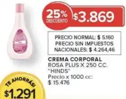Carrefour Hinds crema corporal rosa plus oferta