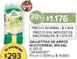 Carrefour Grandiet galletitas de arroz multicereal sin sal oferta