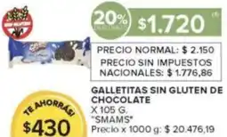 Carrefour Smams galletitas sin gluten de chocolate ahorras oferta