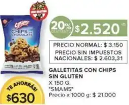 Carrefour Smams galletitas con chips sin gluten oferta