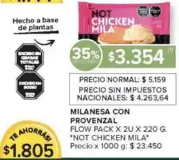 Carrefour Not chicken mila milanesa con provenzal flow pack oferta