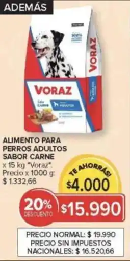 Carrefour Voraz alimento para perros adultos sabor carne oferta