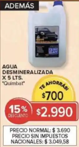Carrefour Quimbat agua desmineralizada oferta