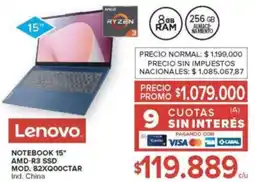 Carrefour Lenovo notebook 15" AMD-R3 SSD oferta