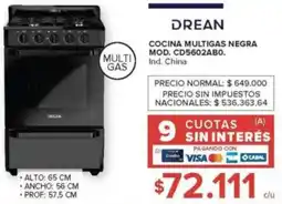 Carrefour Drean cocina multigas negra oferta