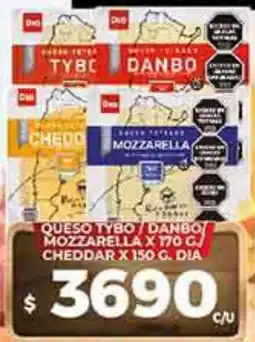 Supermercados DIA Dia queso tybo danbo mozzarella oferta