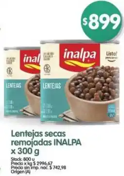 Supermercados Buenos Días Inalpa lentejas secas remojadas oferta