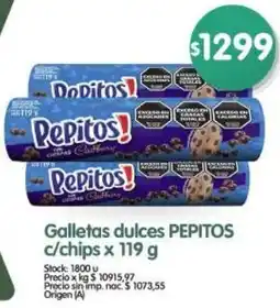 Supermercados Buenos Días Pepitos galletas dulces c/chips oferta