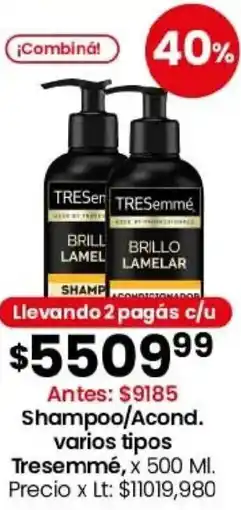 Coto Tresemmé shampoo/acond. varios tipos oferta