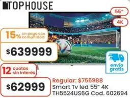 Coto Tophousesmart tv led 55" oferta