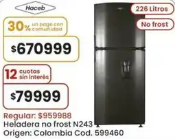 Coto Haceb heladera no frost N243 oferta
