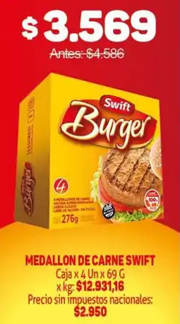 Makro Swift burger medallon de carne oferta