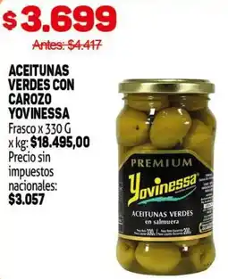 Makro Yovinessa aceitunas verdes con carozo frasco oferta