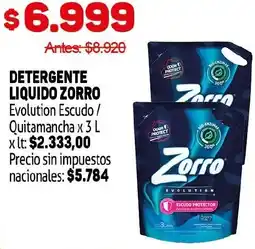 Makro Zorro detergente liquido evolution escudo / quitamancha oferta