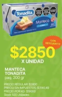Supermercados Vea Tonadita manteca paq. oferta