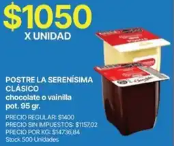 Supermercados Vea La serenísima postre clásico chocolate o vainilla pot. oferta