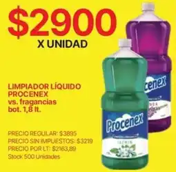 Supermercados Vea Procenex limpiador líquido vs. fragancias bot. oferta