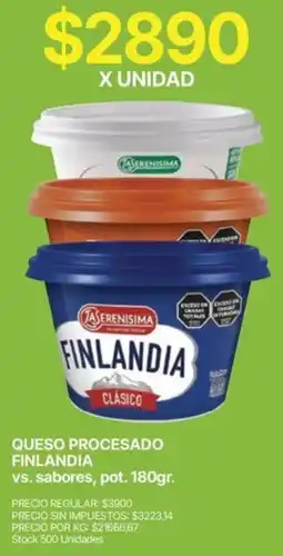 Supermercados Vea Finlandia queso procesado vs. sabores, pot. oferta