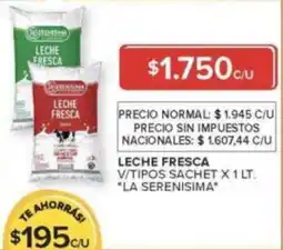 Carrefour Market La serenisima leche fresca v/tipos sachet oferta
