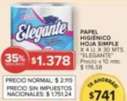 Carrefour Market Elegante papel higienico hoja simple oferta