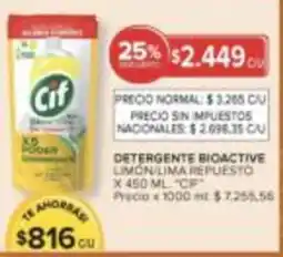 Carrefour Market Cif detergente bioactive limon/lima repuesto oferta