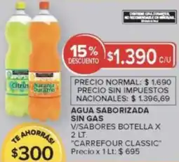 Carrefour Market Carrefour classic agua saborizada sin gas v/sabores botella oferta