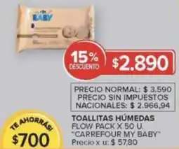 Carrefour Market Carrefour my baby toallitas húmedas flow pack oferta