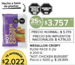 Carrefour Market Not chicken burger medallon crispy flow oferta