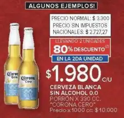 Carrefour Corona Cero cerveza blanca sin alcohol oferta