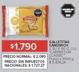 Carrefour Carrefour Classic galletitas sandwhich oferta