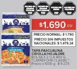 Carrefour Carrefour Classic tapa pascualina criolla/hojaldre oferta